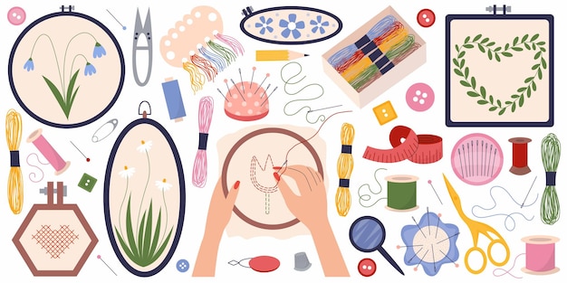 Zestaw do haftu z igłą i muliną