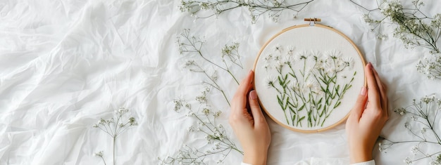 Osoba haftująca na tamborku