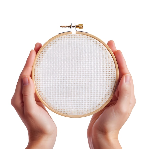 Ręce trzymające haft